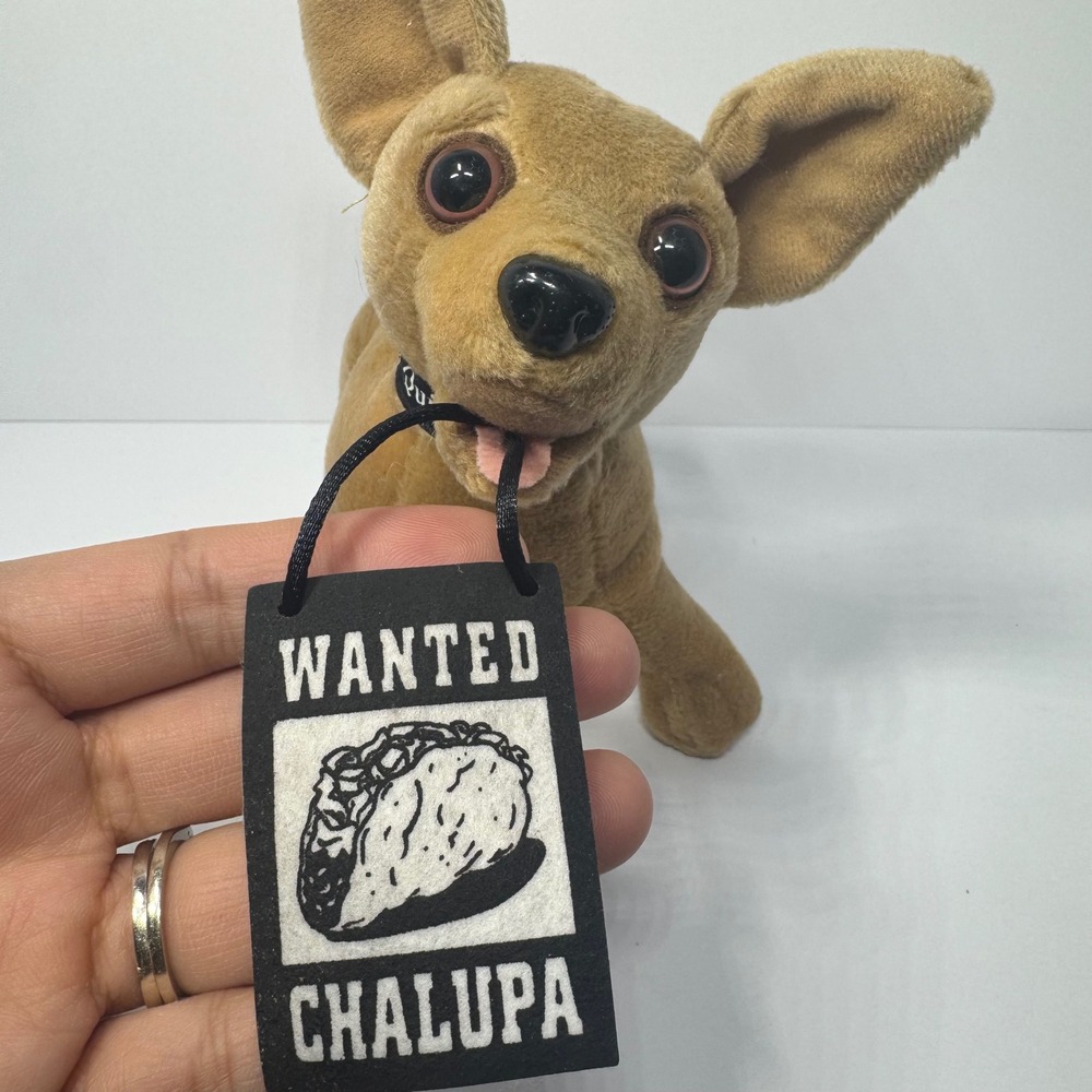 Vintage Taco Bell Chihuahua Plush Dog Wanted Chalupa Sign Yo Quiero 7 Inch 1990s